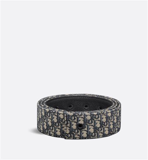 Reversible Belt Strap Black Dior Oblique Jacquard and Black 